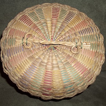 Beautiful sewing basket, made by a member of the Wabanaki tribes. - Native American