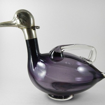 CZECH DECO EXPORT: A PALDA DUCK DECANTER - Art Glass
