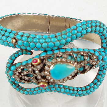 Sir Hiss -- turquoise serpent bracelet - Fine Jewelry