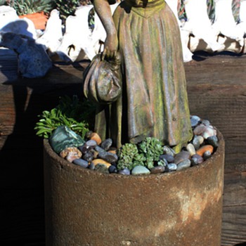 Zinc [?] or Lead Statue of a Victorian lady with a Concerned Look on Her Face - Victorian Era