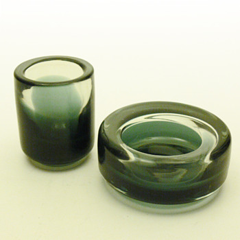 Ashtray and cigarette case set, Per Lütken (Holmegaard, ca.1960?)