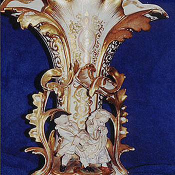 2 Porcelain Vases with Gilding and Costumed Figures - Art Pottery