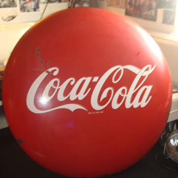 1940s 48in. porcelian Coca-Cola Button sign - Coca-Cola