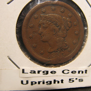1855 Large Cent with upright Fives