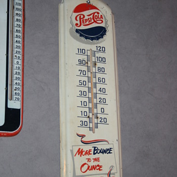 pepsi sign and thermometers