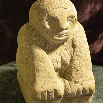 Carved Limestone Woman Sitting On Her Legs
