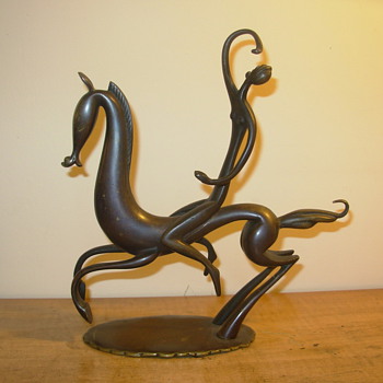 art deco Hagenauer horse and lady