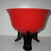 Czechoslovakia Red Tango glass compote with aplied amethyst feet Kralik 
