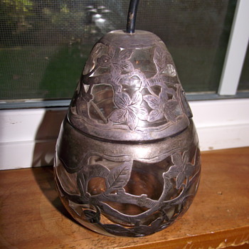 Sterling Overlay Pear-shaped Jam Pot - Silver