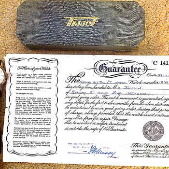 My Grandfathers 1960 Tissot watch, box and guarantee.