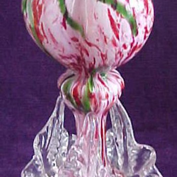 Antonin Ruckl & Sons Bohemian Pink and Green Spatter Glass Vases - Art Glass