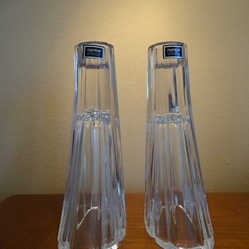VINTAGE NAMBE  CRYSTAL CANDLE HOLDERS - C.1990'S - Art Glass