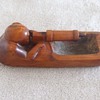 Carved wood stylized WW1 machine gunner ash tray