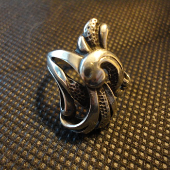 Big Sculptural American Arts & Crafts Sterling Silver Ring c. 1910 - Fine Jewelry