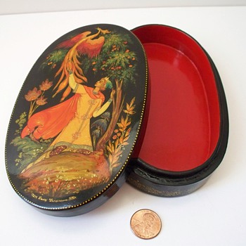 1971 Numbered Signed Palekh Russian Lacquer Box Tale of Prince Ivan & Firebird