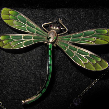 Early 20th century plique-a-jour dragonfly brooch. - Fine Jewelry