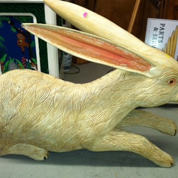 My white carved rabbit - Folk Art