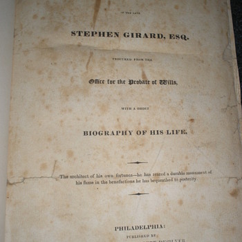 1832 Rare Copy of Stephen Girard's Will