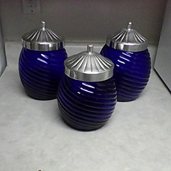 ROYAL BLUE BEE HIVE GLASS CONTAINERS