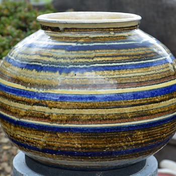 Unsigned Pottery Bulbous Vase - Art Pottery