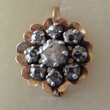 Victorian flower gold-silver rose cut diamonds earrings