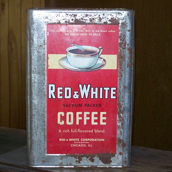 Red & White 20 lb. Coffee Tin