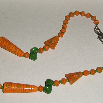 Restrung Czech glass Egyptian motif
