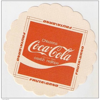 Coca Cola vintage thin paper coaster from Czechoslovakia