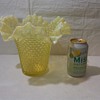 VERY LARGE FENTON TOPAZ OPALESCENT HOBNAIL VASELINE VASE
