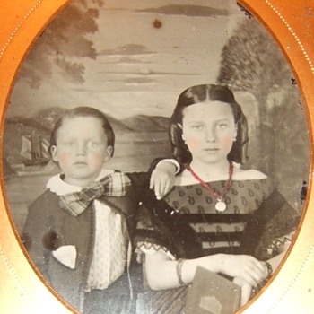 Cute siblings tintype - Photographs