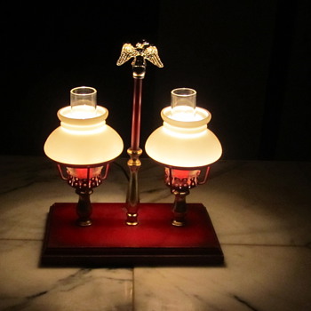 Vintage Brass Bouillotte Table Lamp. Hurricane & Milk Glass Shades......Eagle Finial - Lamps