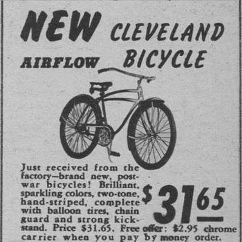 1946 - Cleveland Bicycle Advertisement