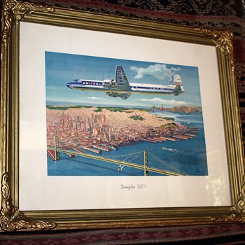 United Airlines over San Francisco w/ both bridges - Posters and Prints