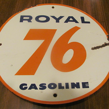 a couple of Union 76 polcelain gas pump plates,front & back