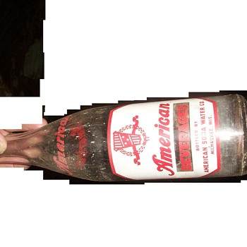 American Soda Water company bottles and wood crate - Bottles