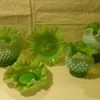 COLLECTION OF RARE FENTON LIME GREEN OPALESCENT HOBNAIL