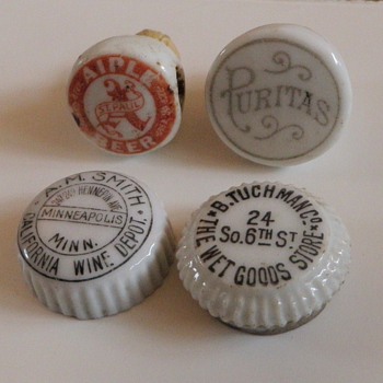 Porcelain Hutter type stoppers-pre bottle cap era - Breweriana