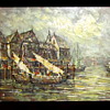 Impresionism painting "H Nelson"? boats - Europe? 