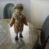 Beautiful Porcelain Doll Mounted on Stand, Completely Clothed