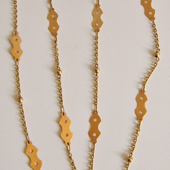 Antique Georgian Domino Masquarade Mask  Chain Necklace 15k Rose Gold 27"  - Fine Jewelry