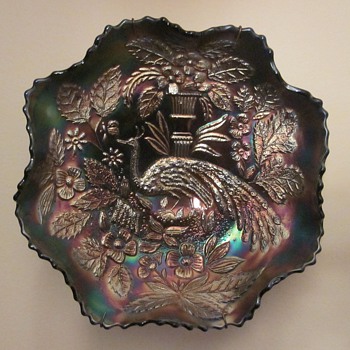 Peacock Urn Carnival Glass Bowls