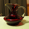 Hand-Blown Ruby Pilgrim Glass Vase (tiny pitcher)