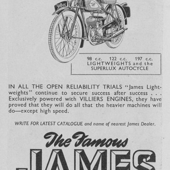 1950 James Lightweights Motorcycle Advertisement