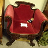 1800'S CARVED WOOD EXQUISITE CHAIR CARVED DRAGONS RED MOHAIR 