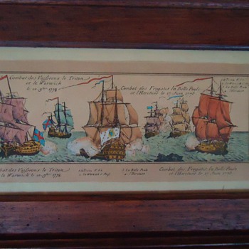 French School Late 18th century painted Lithograph, and photo of print sold in England with poor color