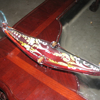 murano gondola ashtray amber glass hand painted