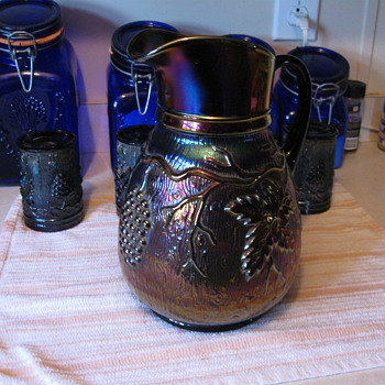 carnival glass water pitcher