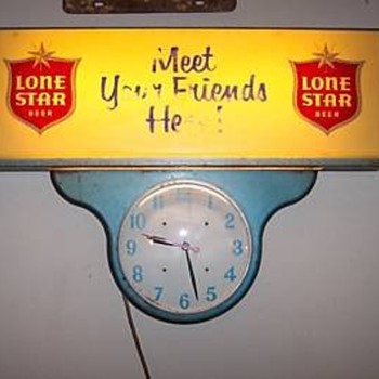 Vintage 1930's Lone Star Beer Sign & Clock my favorite beer sing 1 of many.