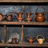 Collection of Miniature Hammered Copper Ware plus a Tiny Woven Basket