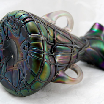 ANTIQUE Handblown Bohemian Art Glass Vase ca 1900 Pallmé-König 